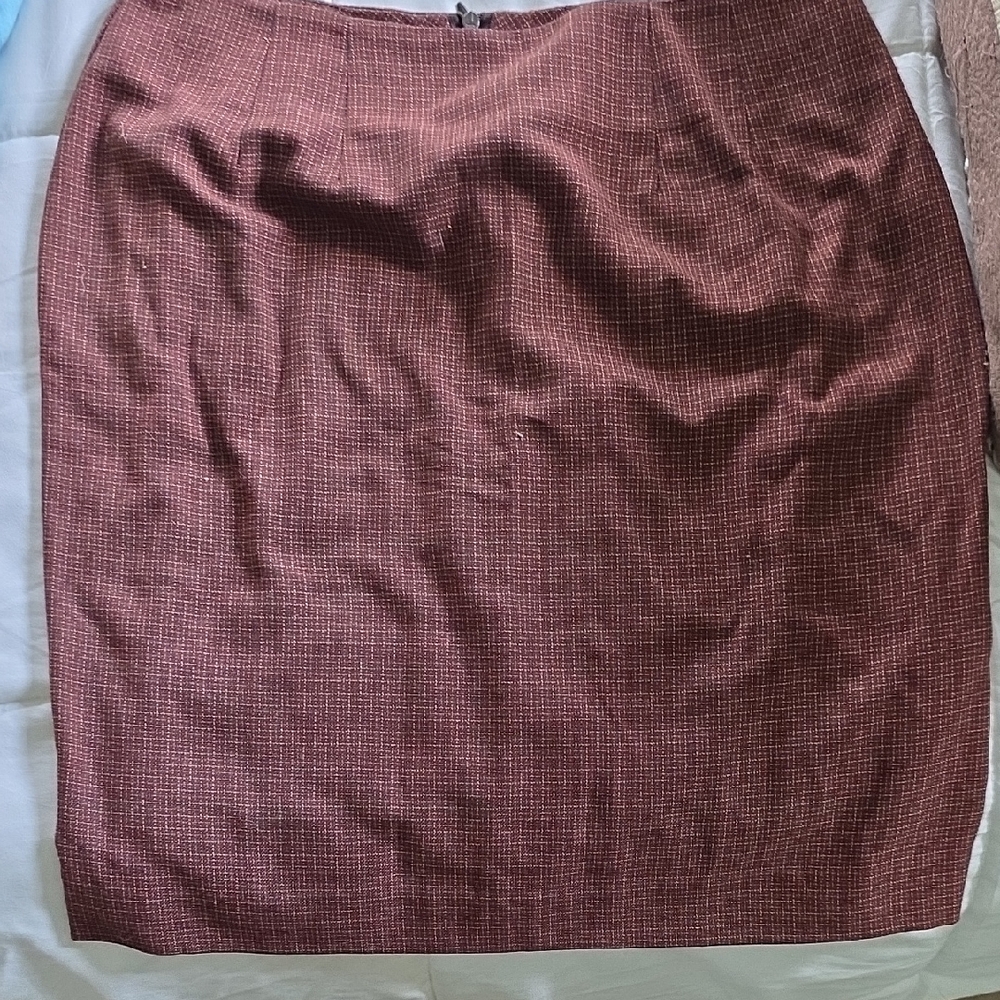 RAFAEL Burgundy Checkered Pencil Skirt
